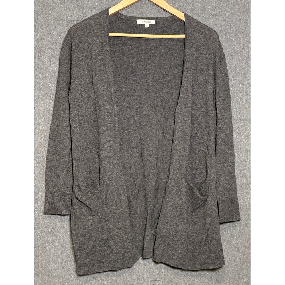 Madewell Kent Cardigan Sweater Womens XS Gray Open Front Pocket Knit G5474 SP18